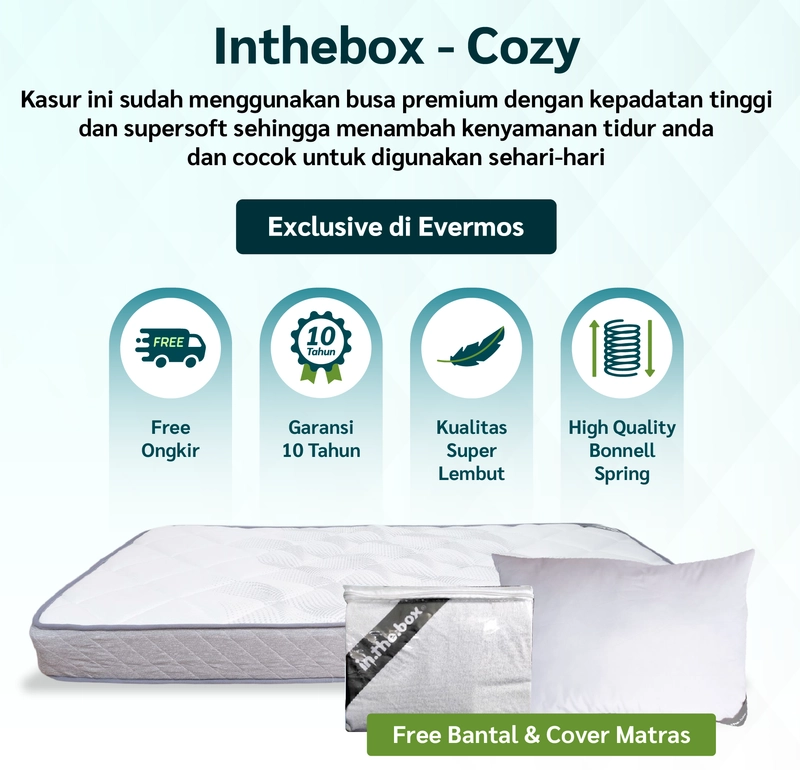 Product image Inthebox Kasur Spring Bed Cozy 120x200 Putih