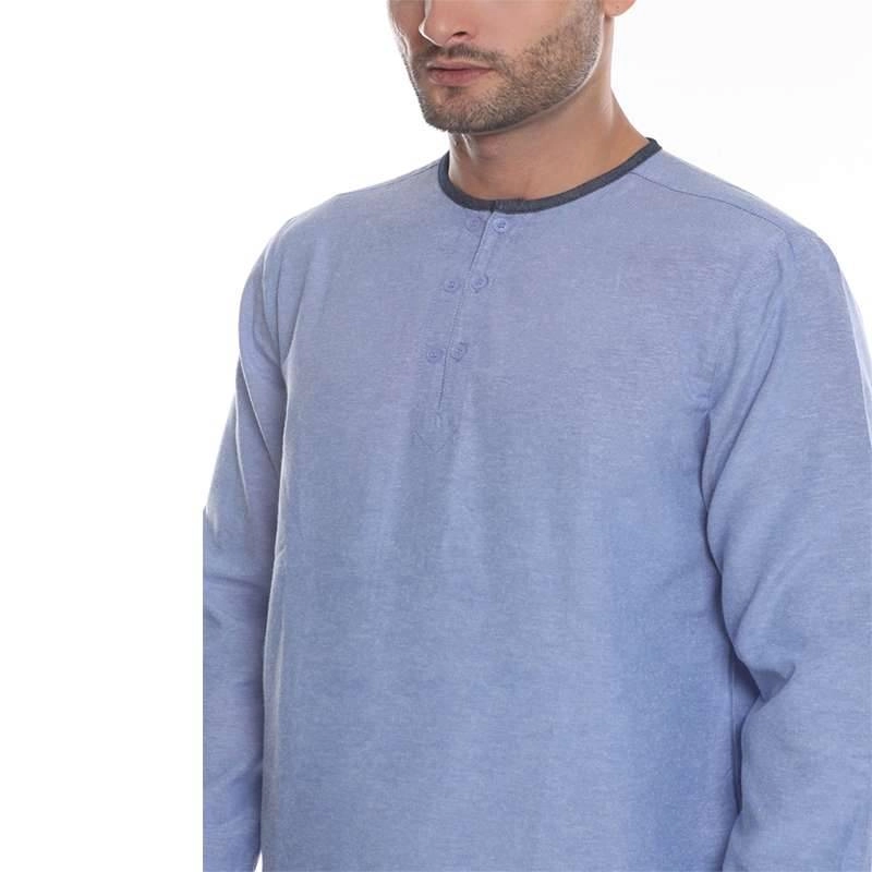 Product image 2nd Red - Baju Koko Pria Kerah Oval List Denim Blue 182104-S Blue