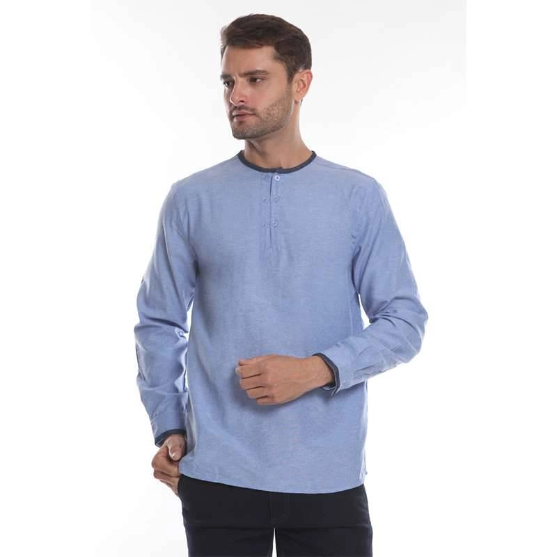 Product image 2nd Red - Baju Koko Pria Kerah Oval List Denim Blue 182104-S Blue