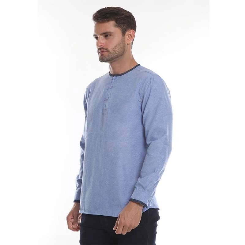 Product image 2nd Red - Baju Koko Pria Kerah Oval List Denim Blue 182104-S Blue
