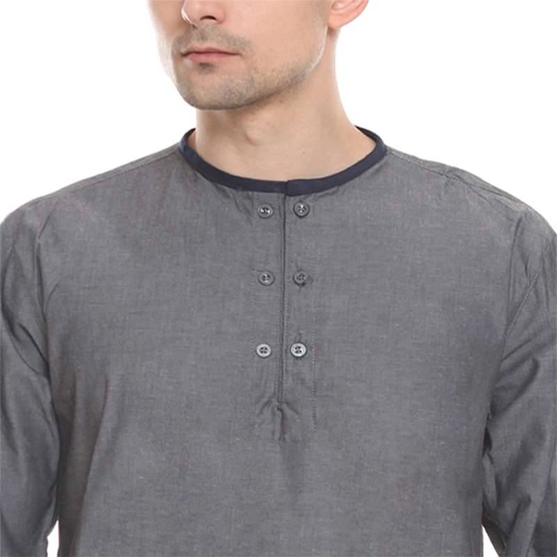Product image 2nd Red - Baju Koko Premium Kerah Bulat Aksen Denim DK Grey 182101-S Dark Grey