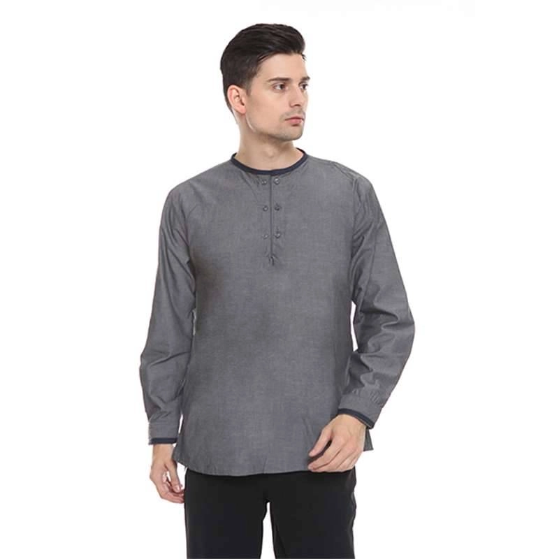Product image 2nd Red - Baju Koko Premium Kerah Bulat Aksen Denim DK Grey 182101-S Dark Grey