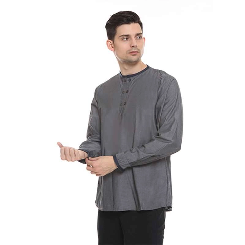 Product image 2nd Red - Baju Koko Premium Kerah Bulat Aksen Denim DK Grey 182101-S Dark Grey