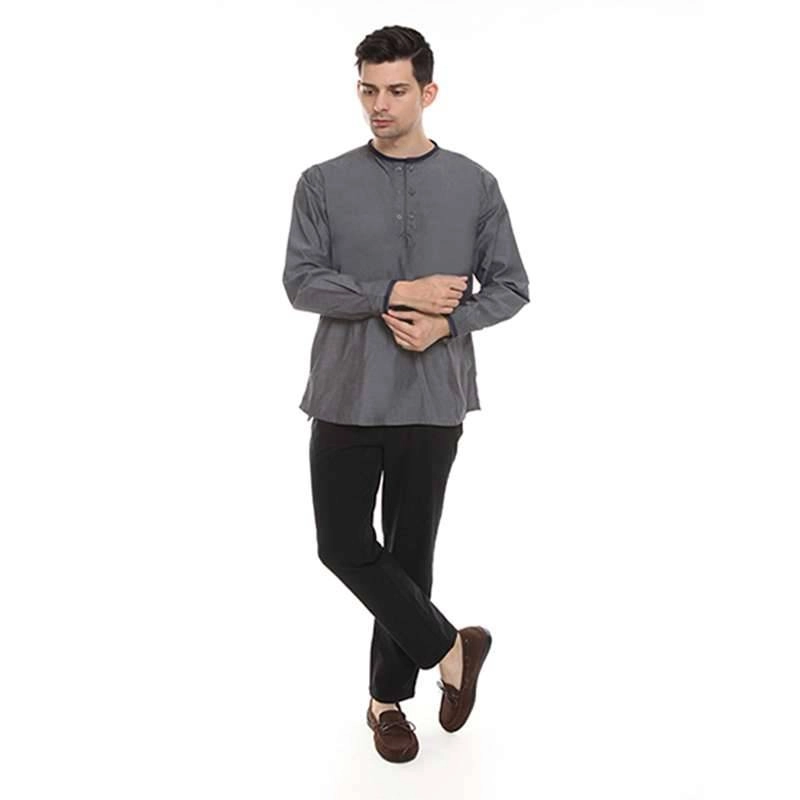 Product image 2nd Red - Baju Koko Premium Kerah Bulat Aksen Denim DK Grey 182101-S Dark Grey