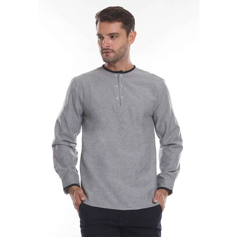 Product image 2nd Red - Men Koko Premium Krah Bulat Aksen Denim Grey 182102-S Grey