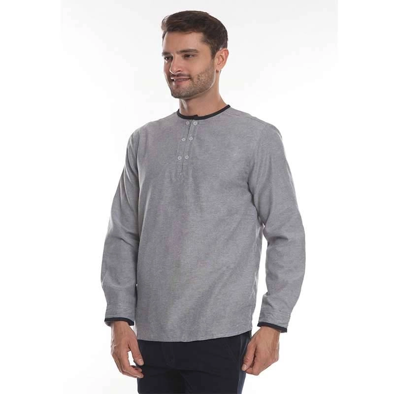 Product image 2nd Red - Men Koko Premium Krah Bulat Aksen Denim Grey 182102-S Grey