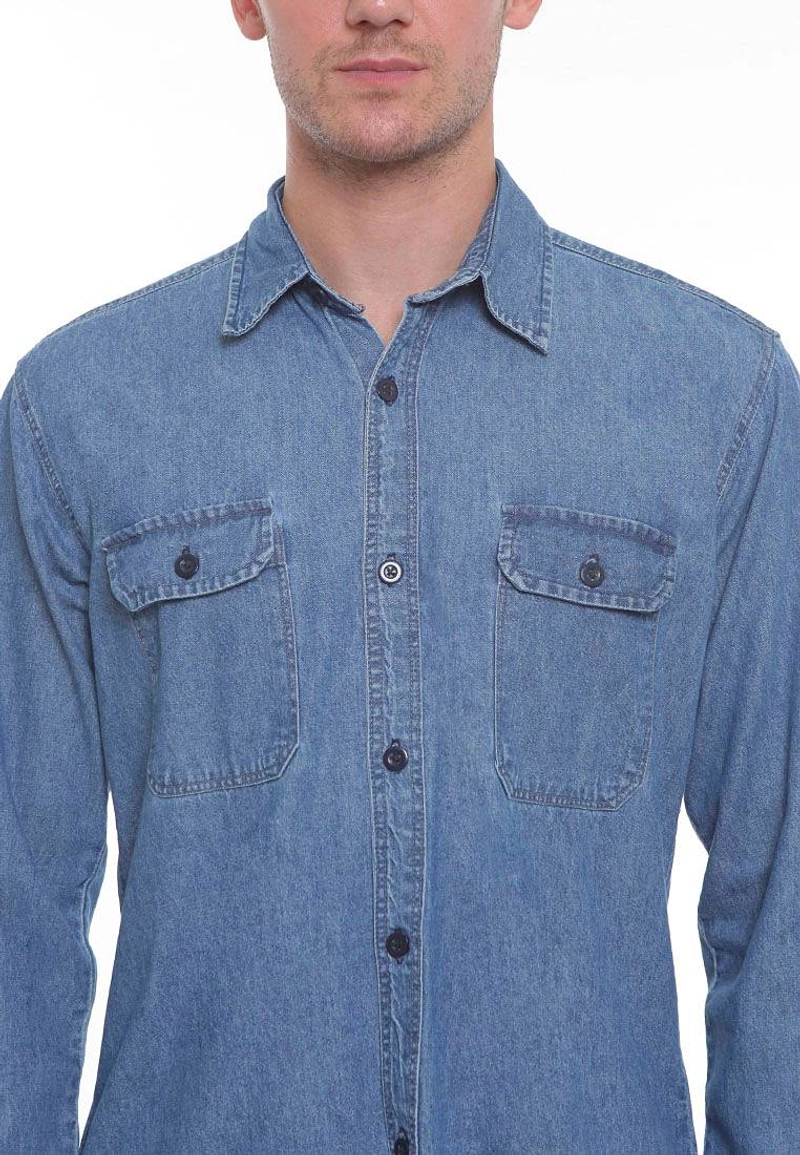 Product image 2nd RED - 2nd RED Kemeja Denim Retro Slim Fit LS 181936 M Light Blue