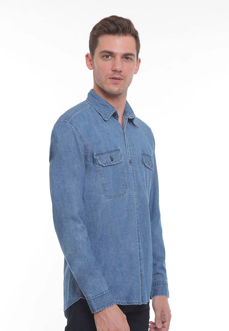 Product image 2nd RED - 2nd RED Kemeja Denim Retro Slim Fit LS 181936 M Light Blue