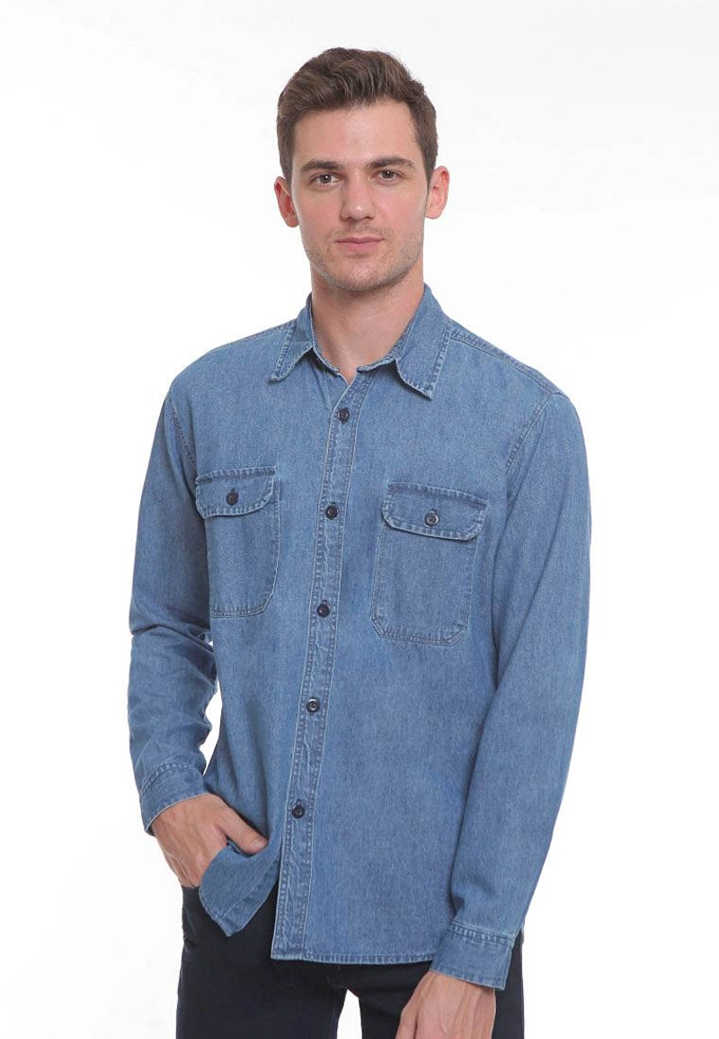 Product image 2nd RED - 2nd RED Kemeja Denim Retro Slim Fit LS 181936 M Light Blue