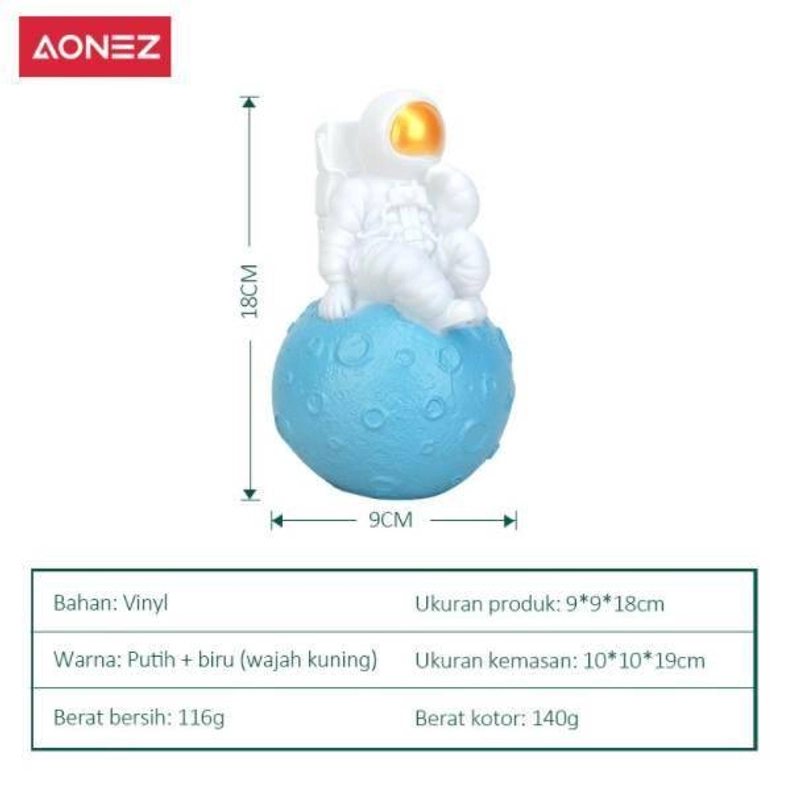 Product image [Free Lampu Hias Matahari] AONEZ Moon Thinker Night Light 19*10*10 cm White Blue 3D Putih