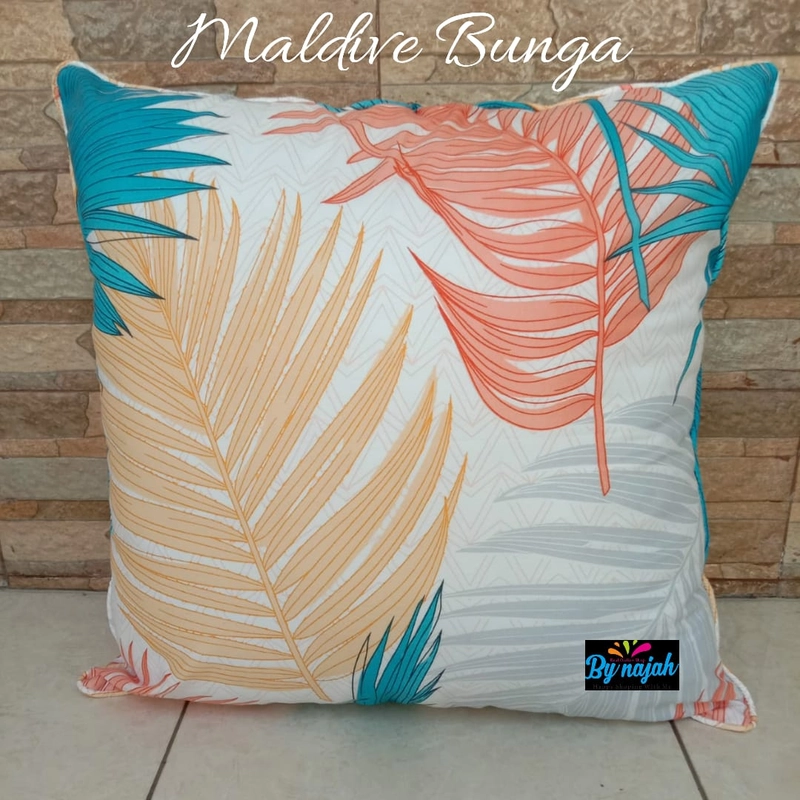 Product image By.Najah.Aef - Sarung Bantal Sofa(Sarung saja) Sarung bantal NMB608/maldive bunga(1 pcs) 60x60cm orange,biru,crem