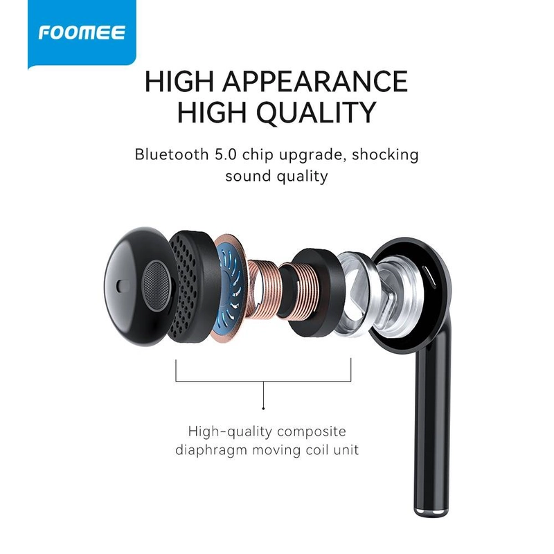 Product image Berkah Jaya Elektronik - Tws Earphones Foomee PA13 5 Hitam