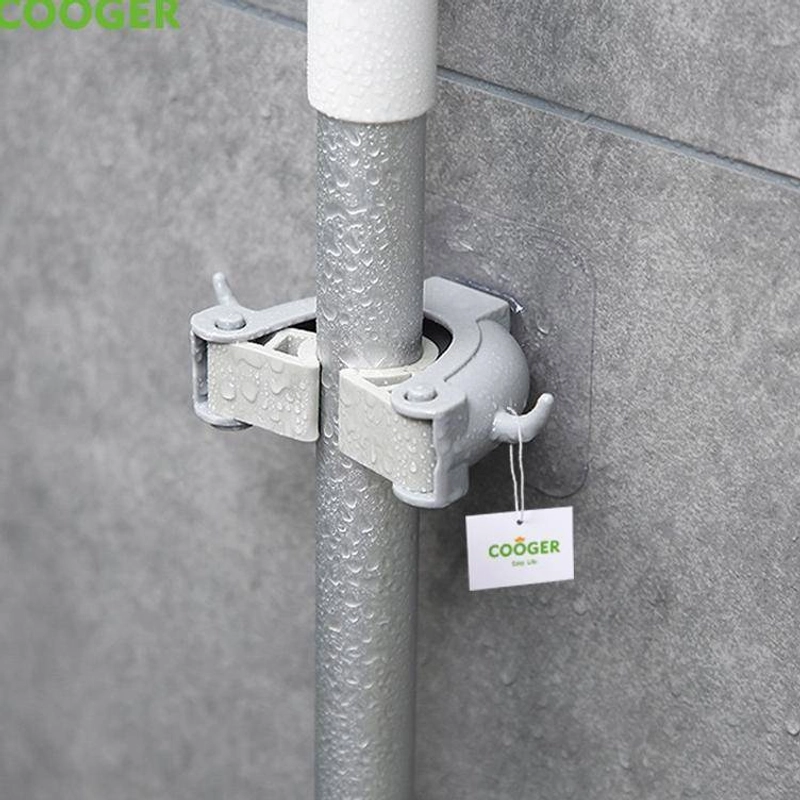 Product image COOGER Powerful No-Punch Mop Holder Double Hook 10 x 6 x 3cm  Grey