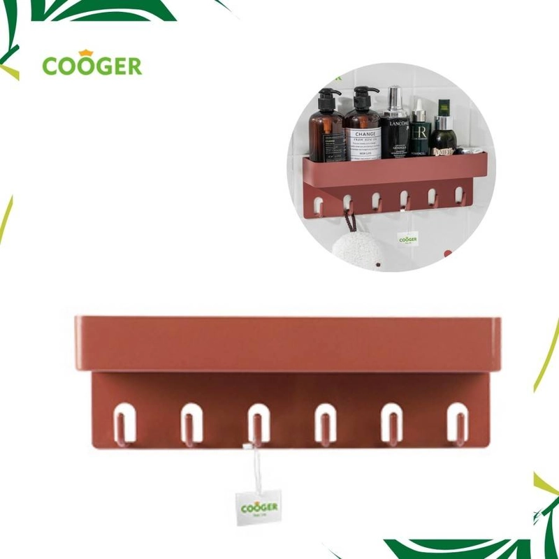 Product image COOGER 6 Hook Perforated Free Rack Brick 30 x 6.5 x 10cm Red