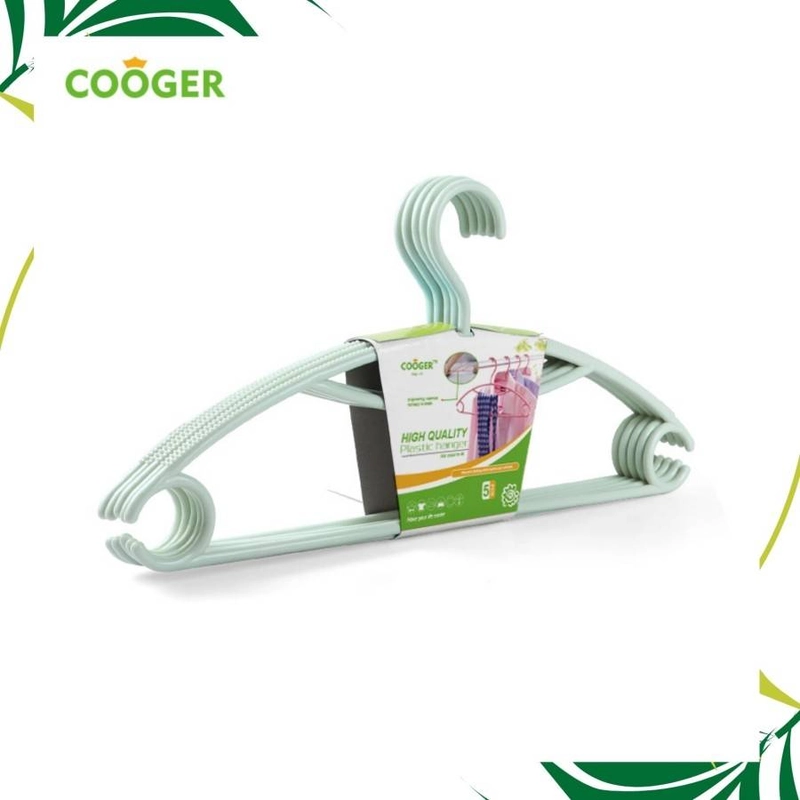 Product image COOGER Non-Slip Seamless C-Shaped Hook Hanger 5Pcs 41 x 19.5 x 3.5cm Green
