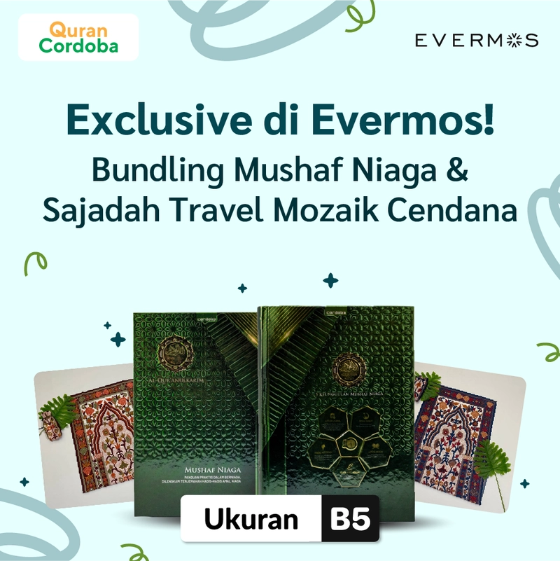 Product image Cordoba X - Bundling Mushaf Niaga B5 + Sajadah Travel Mozaik Cendana All Size Cover Hijau