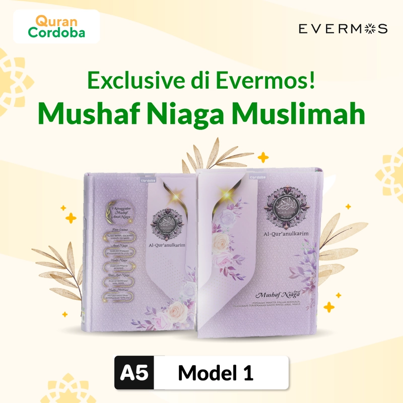 Product image Cordoba X- Al Quran Mushaf Niaga A5 Muslimah Gratis Hijab Ansania Bella Ultrasonik 110x110 cm Cover Pink