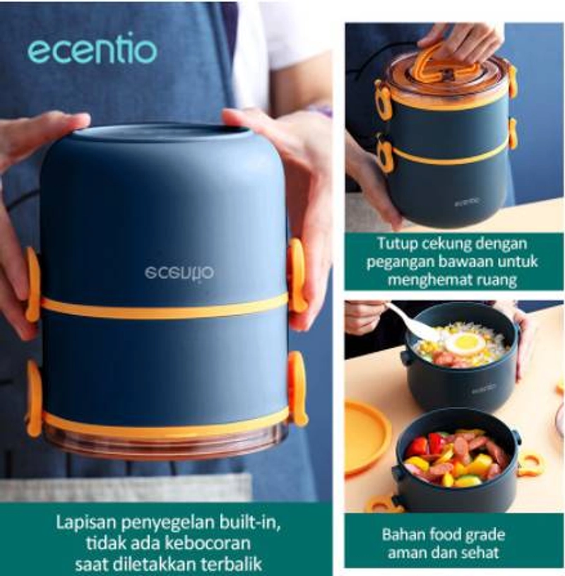 Product image Ecentio Round double lunch box RDLB-0501 1600 ml Blue