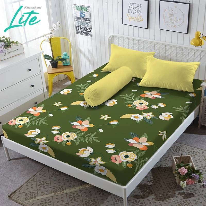 Product image Kintakun - Sprei Lite Microfiber Keisya Flower Hijau 160x200 Queen Flat
