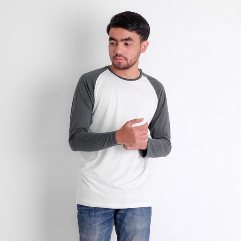 Product image Aadeem - Kaos Raglan Lengan Panjang Katun Bambu / Raglan Tangan Panjang Cotton Bamboo S Putih-hitam
