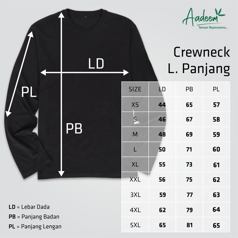 Product image Aadeem - Kaos Polos Lengan Panjang Pria Katun Bambu / T shirt Oneck Cotton Bamboo Premium Lengan Pendek Lembut Adem XS Hitam