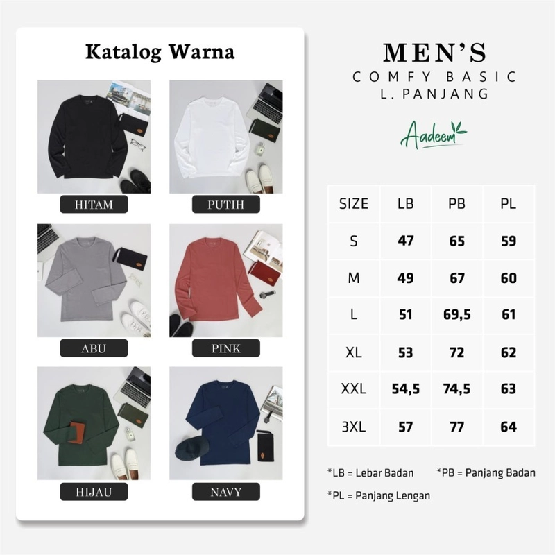 Product image Aadeem - Comfy Basic Tshirt LongSleeve Bambuin - Kaos Polos Lengan Panjang Katun Bambu 24s S Black