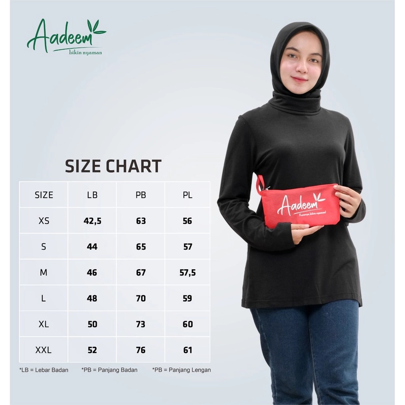 Product image Aadeem - Kaos Turtleneck Wanita Katun Bambu - Baju Wanita Atasan Cotton Bamboo Adem Lembut XS Hitam