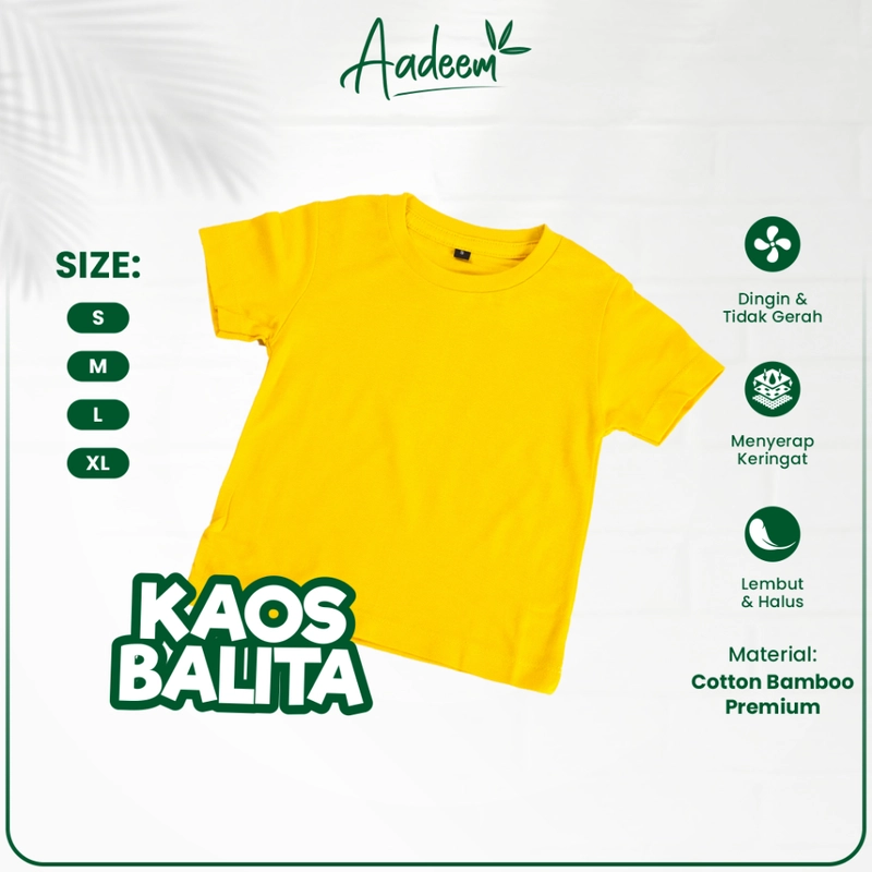 Product image Aadeem - Kaos Balita Katun Bambu / Kaos Polos Balita Cotton Bamboo (1-5th) S Hitam