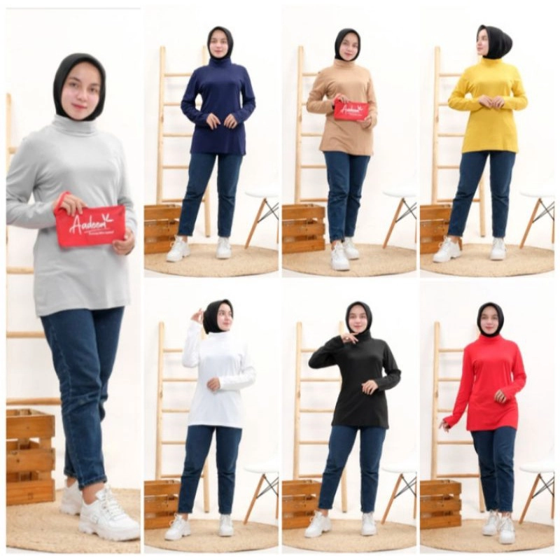 Product image Aadeem - Kaos Turtleneck Wanita Katun Bambu - Baju Wanita Atasan Cotton Bamboo Adem Lembut XS Hitam