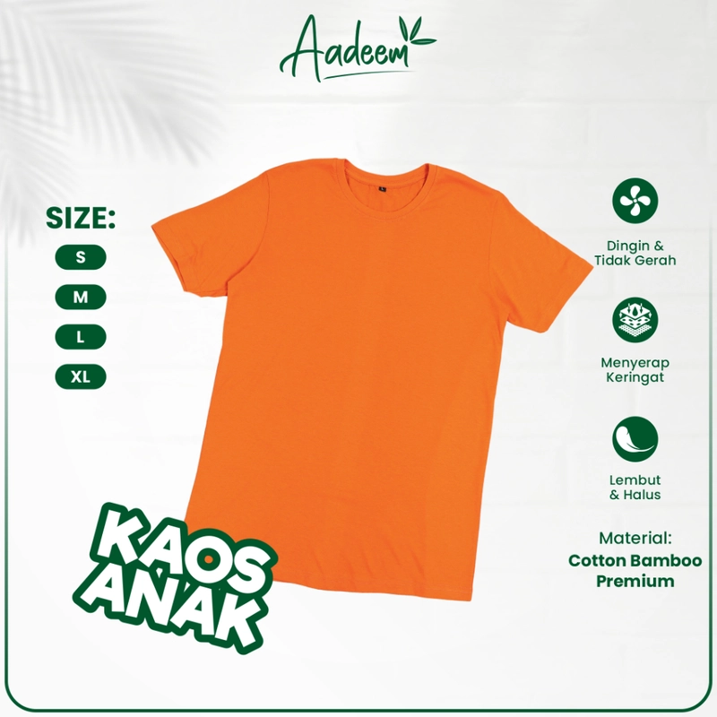 Product image Aadeem - Kaos Anak Aadeem Katun Bambu / Kaos Polos Anak Cotton Bamboo (6-12th) S Hitam