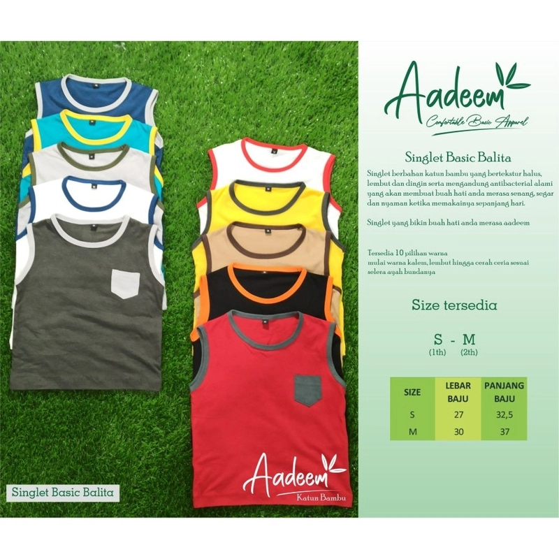 Product image Aadeem - Singlet Balita Katun Bambu Aadeem (Hipoalergenik) S Abu muda Army