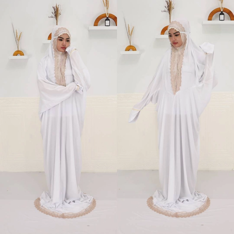 Product image Al Kahf - Mukena Dewasa Terusan Gracella Renda Bunga Teratai All Size MGT106