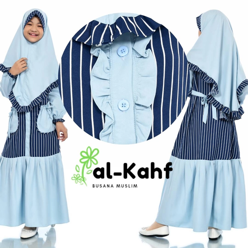 Product image Al Kahf - Gamis Anak Syakila Motif Aqilla S BIRU MUDA