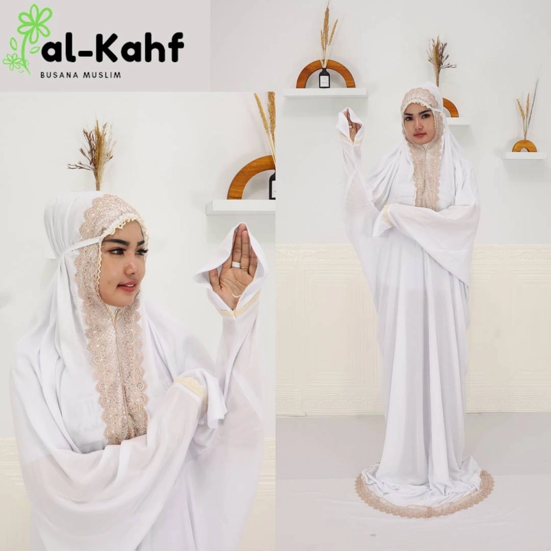 Product image Al Kahf - Mukena Dewasa Terusan Gracella Renda Bunga Teratai All Size MGT106