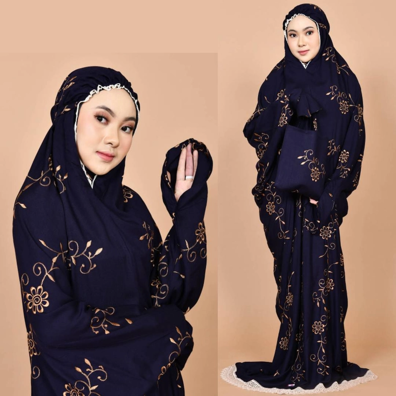 Product image Al Kahf - Mukena Terusan Gracella Motif Bordir Teratai All Size MTG101