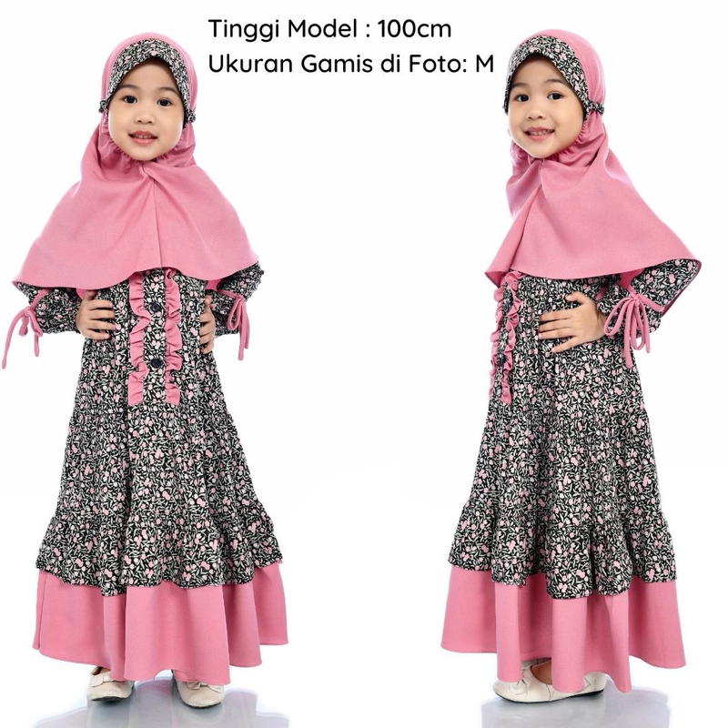Product image Al Kahf - Gamis Anak Katun Jepang Motif Camelia S HIJAU TOSCA