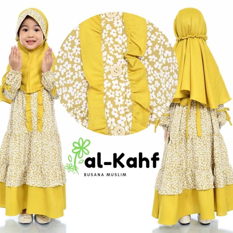 Product image Al Kahf - Gamis Anak Syakila Motif Ajira S MUSTARD