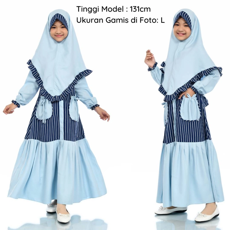 Product image Al Kahf - Gamis Anak Syakila Motif Aqilla S BIRU MUDA