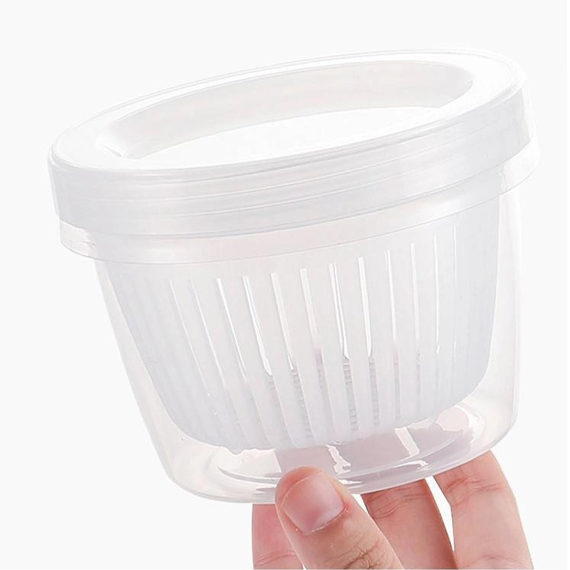 Product image Adda Home - Toples Bulat Transparan 2 Lapis Penyimpanan Bawang Jahe Cabe Serbaguna 11x8.7x8cm Bening