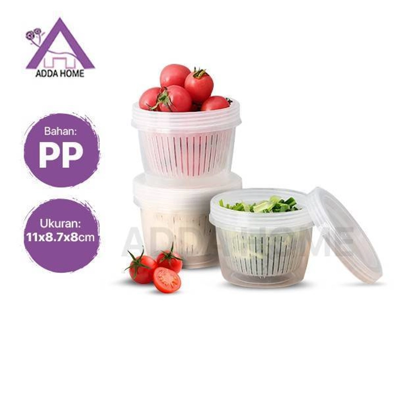 Product image Adda Home - Toples Bulat Transparan 2 Lapis Penyimpanan Bawang Jahe Cabe Serbaguna 11x8.7x8cm Bening