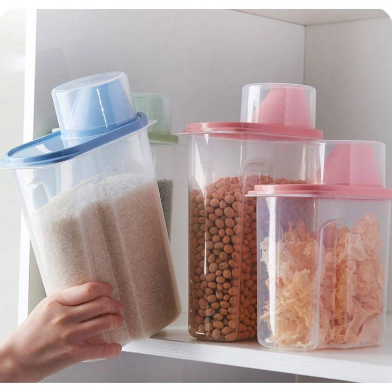 Product image Adda Home - Kontainer Toples Tempat Penyimpanan Makanan Beras Speghetti Termasuk Gelas Takar 2.5L Pink