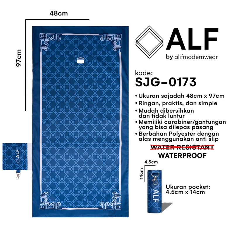 Product image Alif Modern Wear - ALIF SAJADAH GENGGAM TRAVEL / SAKU / PORTABLE / WATERPROOF ( ALIF MODERN WEAR SJG-0173 ) 48cm x 97cm SJG-0173