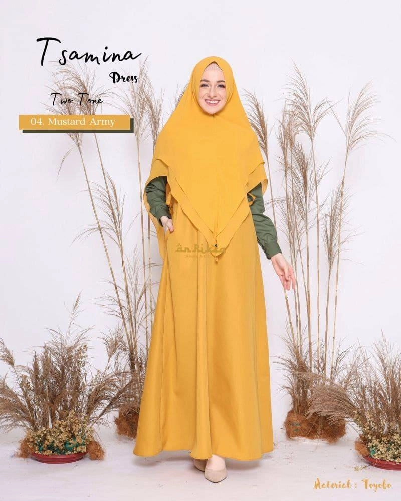 Product image Arrikza - Gamis Dewasa Tsamina Two Tone M MUSTARD MIX ARMY