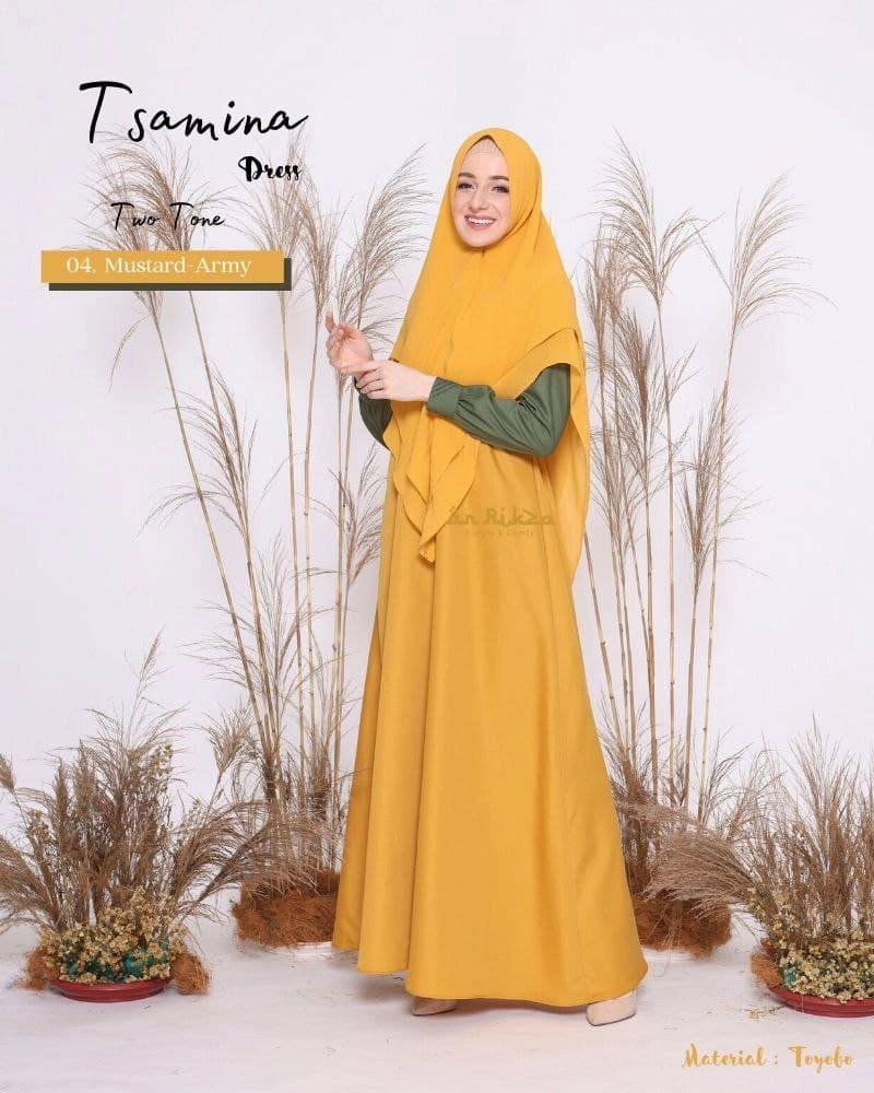 Product image Arrikza - Gamis Dewasa Tsamina Two Tone M MUSTARD MIX ARMY