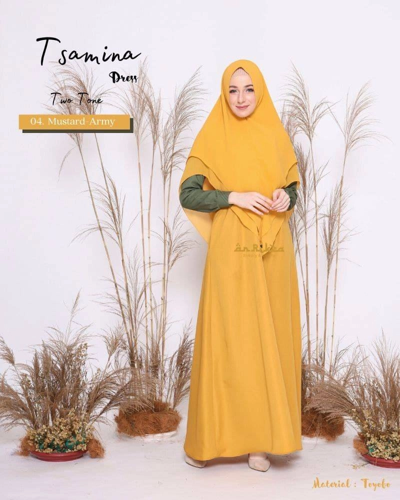 Product image Arrikza - Gamis Dewasa Tsamina Two Tone M MUSTARD MIX ARMY