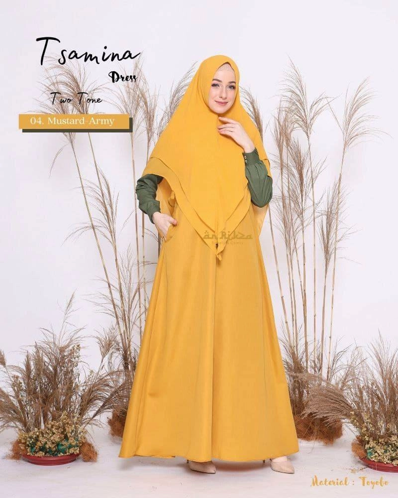 Product image Arrikza - Gamis Dewasa Tsamina Two Tone M MUSTARD MIX ARMY