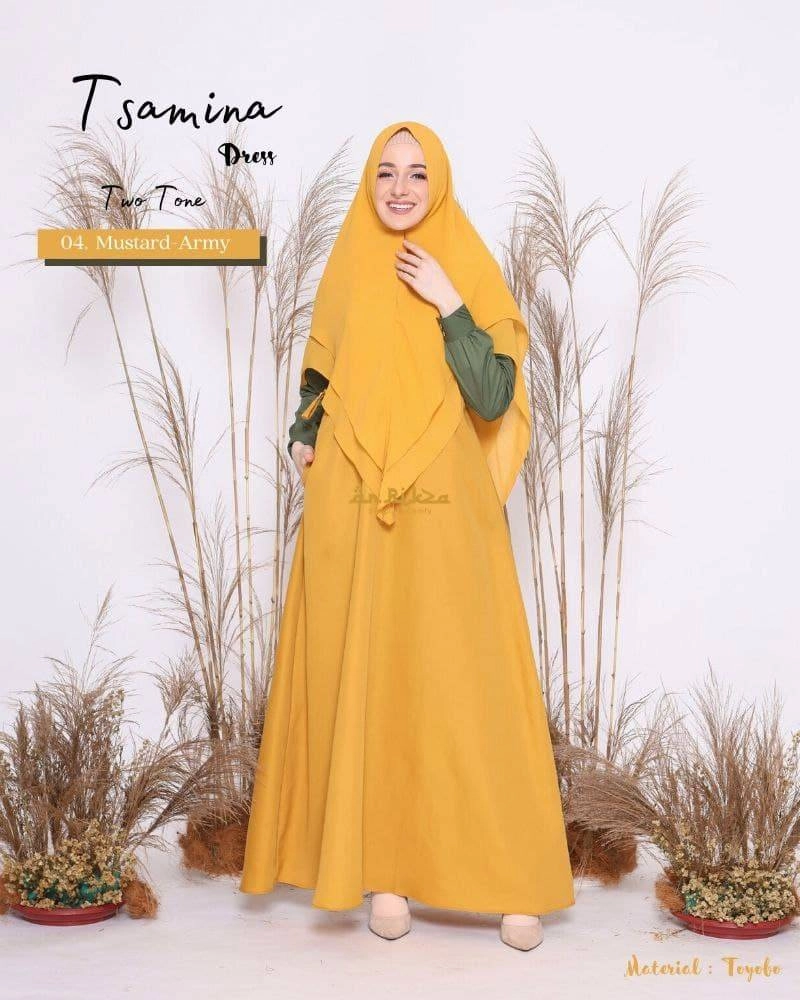 Product image Arrikza - Gamis Dewasa Tsamina Two Tone M MUSTARD MIX ARMY