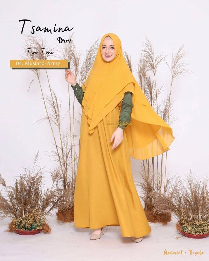 Product image Arrikza - Gamis Dewasa Tsamina Two Tone M MUSTARD MIX ARMY