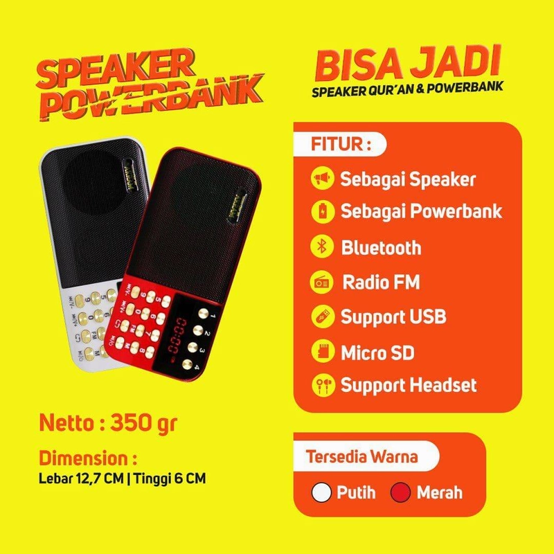 Product image Al Akram Tangerang - Speaker Qur'an Al Akram Traveller Power Bank Putih All Size