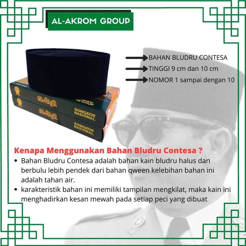 Product image Al Akrom Group - Peci Hitam Polos Tinggi 9 Cm Size 1 Hitam